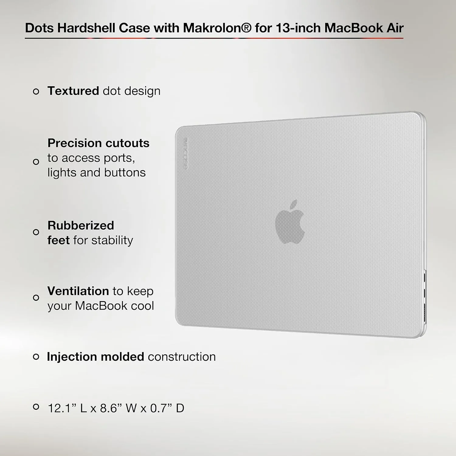 Incase Dots Hardshell with Makrolon® - MacBook Air 13 inch Case - 2025, 2024, 2023, 2022, M4, M3, M2 - MacBook Case, Laptop Cover, Protective Hard Shell, Scratch Resistant, Lightweight - Clear