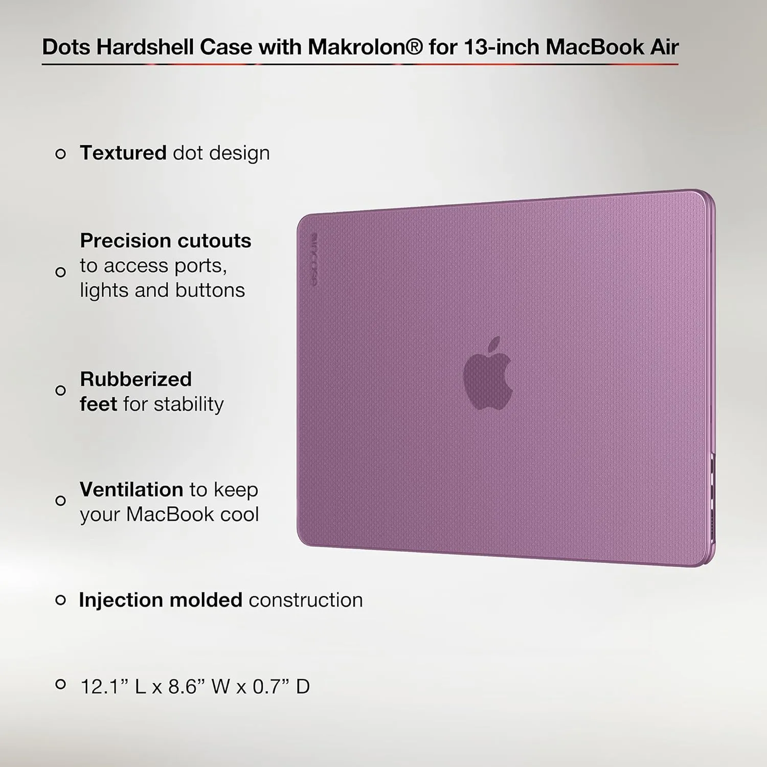 Incase Dots Hardshell with Makrolon® - MacBook Air 13 inch Case - 2025, 2024, 2023, 2022, M4, M3, M2 - MacBook Case, Laptop Cover, Protective Hard Shell, Scratch Resistant, Lightweight - Ice Pink