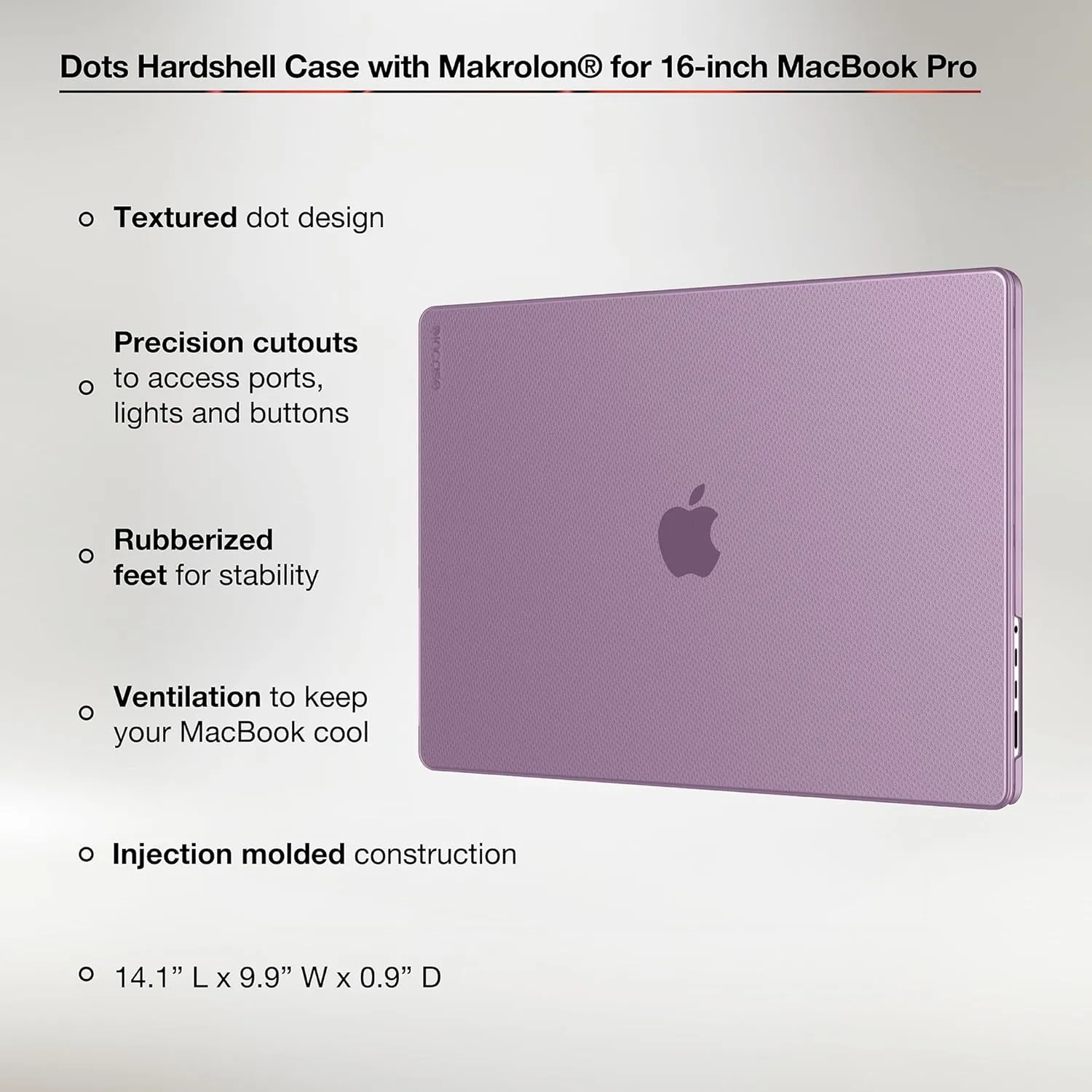 Incase Dots Hardshell with Makrolon® - MacBook Pro 16 inch Case - 2024, 2023, 2022, 2021, M4, M3, M2, M1 - MacBook Case, Laptop Cover, Protective Hard Shell, Scratch Resistant - Ice Pink