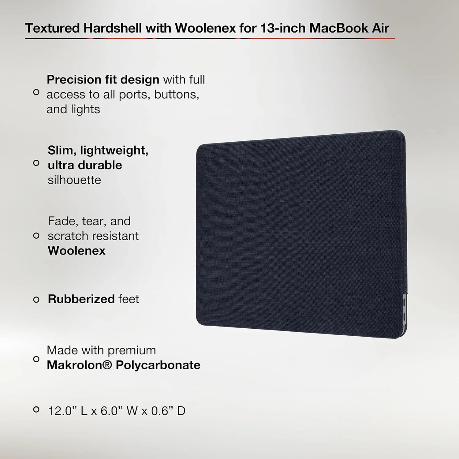 Incase Textured Hardshell Woolenex - MacBook Air 13 inch Case - 2022, 2021, 2020, 2019, 2018, M1 - MacBook Case, Laptop Cover, Protective Hard Shell, Scratch Resistant, Lightweight - Cobalt