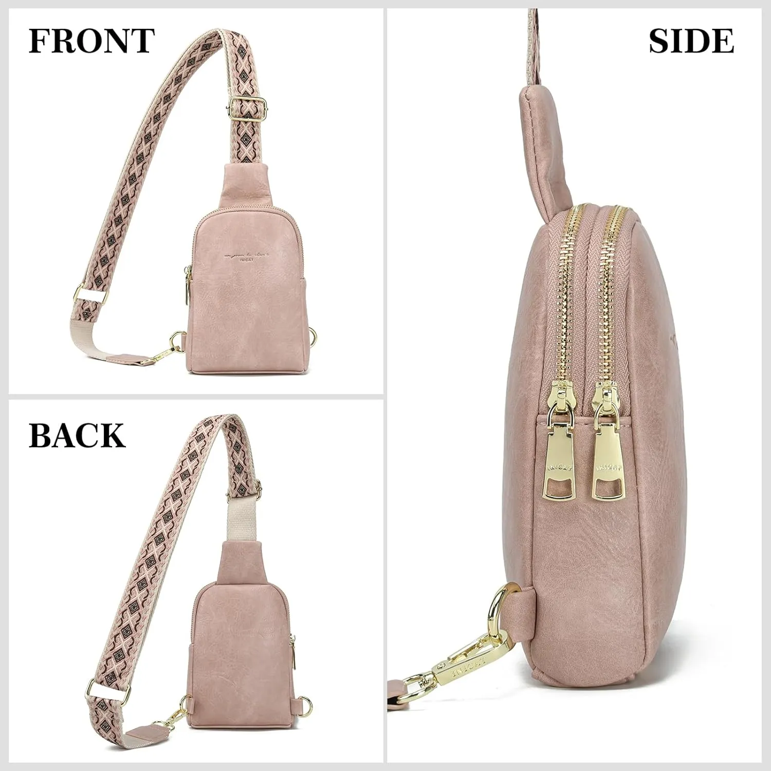INICAT Travel Small Sling Bag Leather Crossbody Bags for Women Fanny Packs Cross Body Bag for Woman Cross Body Purses