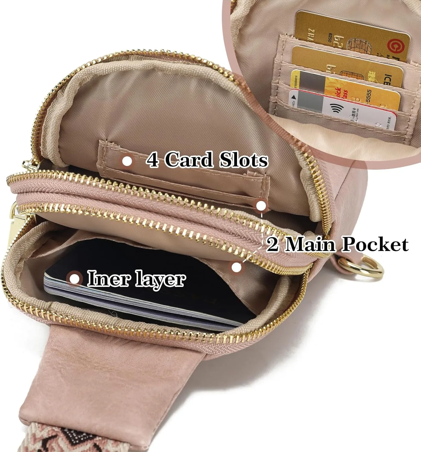 INICAT Travel Small Sling Bag Leather Crossbody Bags for Women Fanny Packs Cross Body Bag for Woman Cross Body Purses