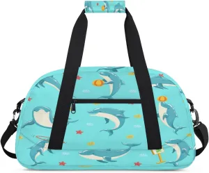 Interesting Dolphin Gym Duffel Bag for Men Women Dolphin Sports Tote Bag with Adjustable Shoulder Strap for Dance Gymnastics Traveling Outdoor Camping Overnight Stay