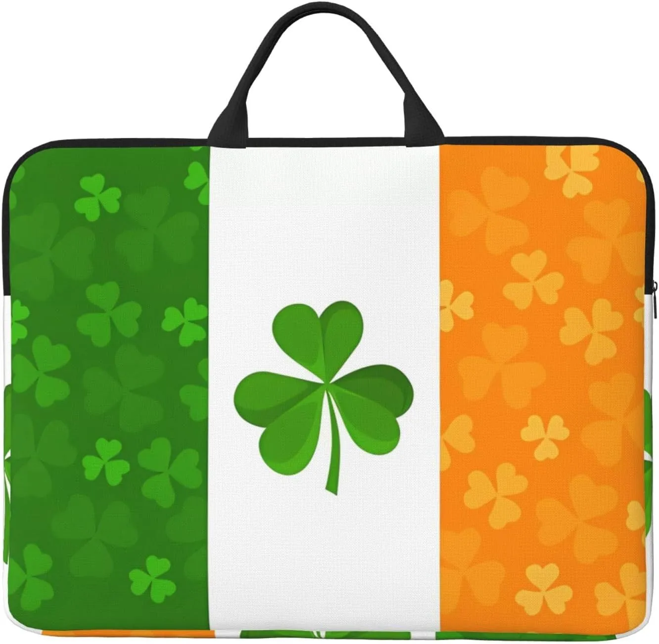 Irish Flag Patterned Laptop Sleeve (16.5x12.2 inches), Anti-Collision Protective Shell, Portable Handheld Design