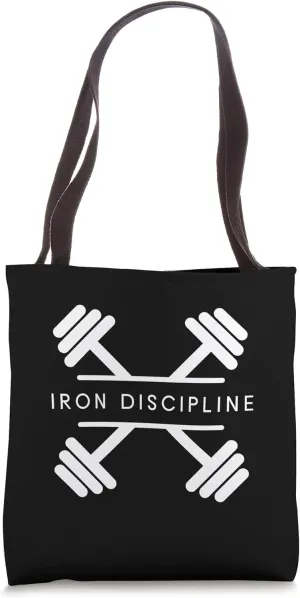 Iron Discipline - Minimalist Weightlifting Gym Workout Tote Bag