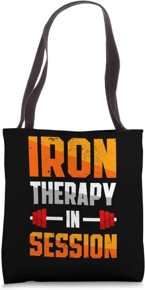 Iron Therapy In Session | Barbell | Gym Weightlifting Tote Bag