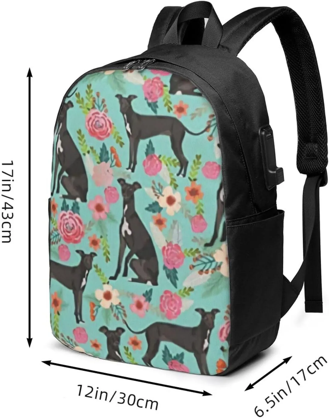 Italian Greyhound Backpack, 17 Inch Travel Business Laptop Backpack With USB Port for Women Men