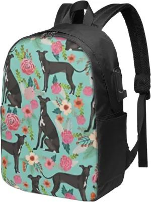 Italian Greyhound Backpack, 17 Inch Travel Business Laptop Backpack With USB Port for Women Men