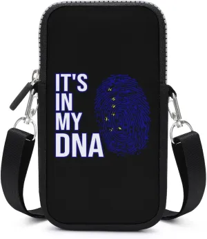 It's in My DNA Alaska State Flag Women Crossbody Phone Purse Adjustable Strap Cell Phone Shoulder Bag Small Belt Bag