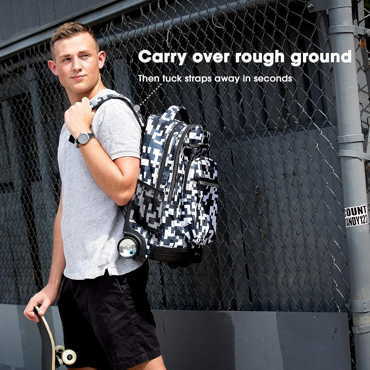 J World New York Sundance Rolling Backpack Girl Boy Roller Bookbag, Sky Leaves, 20 X 13 X 9 (H X W X D)