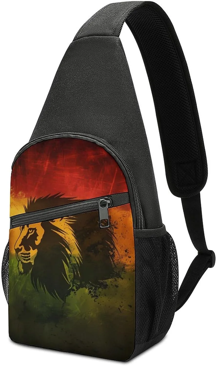 Jamaica Rasta Lion Crossbody Sling Bags Chest Shoulder Backpack DayPack Handbag