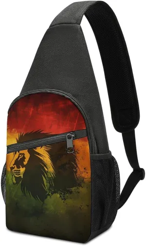 Jamaica Rasta Lion Crossbody Sling Bags Chest Shoulder Backpack DayPack Handbag
