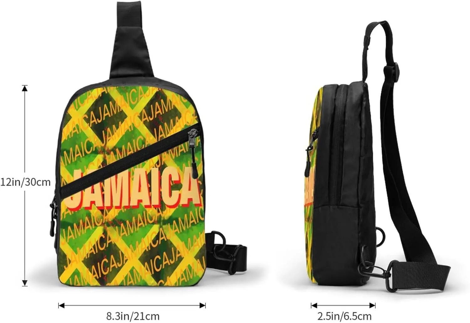 Jamaica Roots Jamaican Flag Portable Crossbody Bag Foldable Sling Bags Sports Gym Chest Daypack Reusable Shoulder Backpack Casual Diagonally Rucksack Fanny Packs