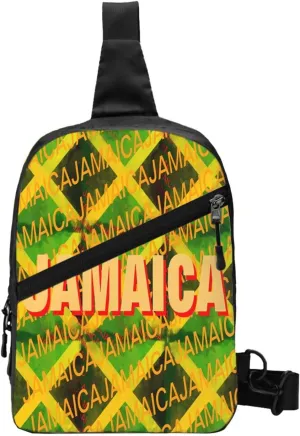 Jamaica Roots Jamaican Flag Portable Crossbody Bag Foldable Sling Bags Sports Gym Chest Daypack Reusable Shoulder Backpack Casual Diagonally Rucksack Fanny Packs