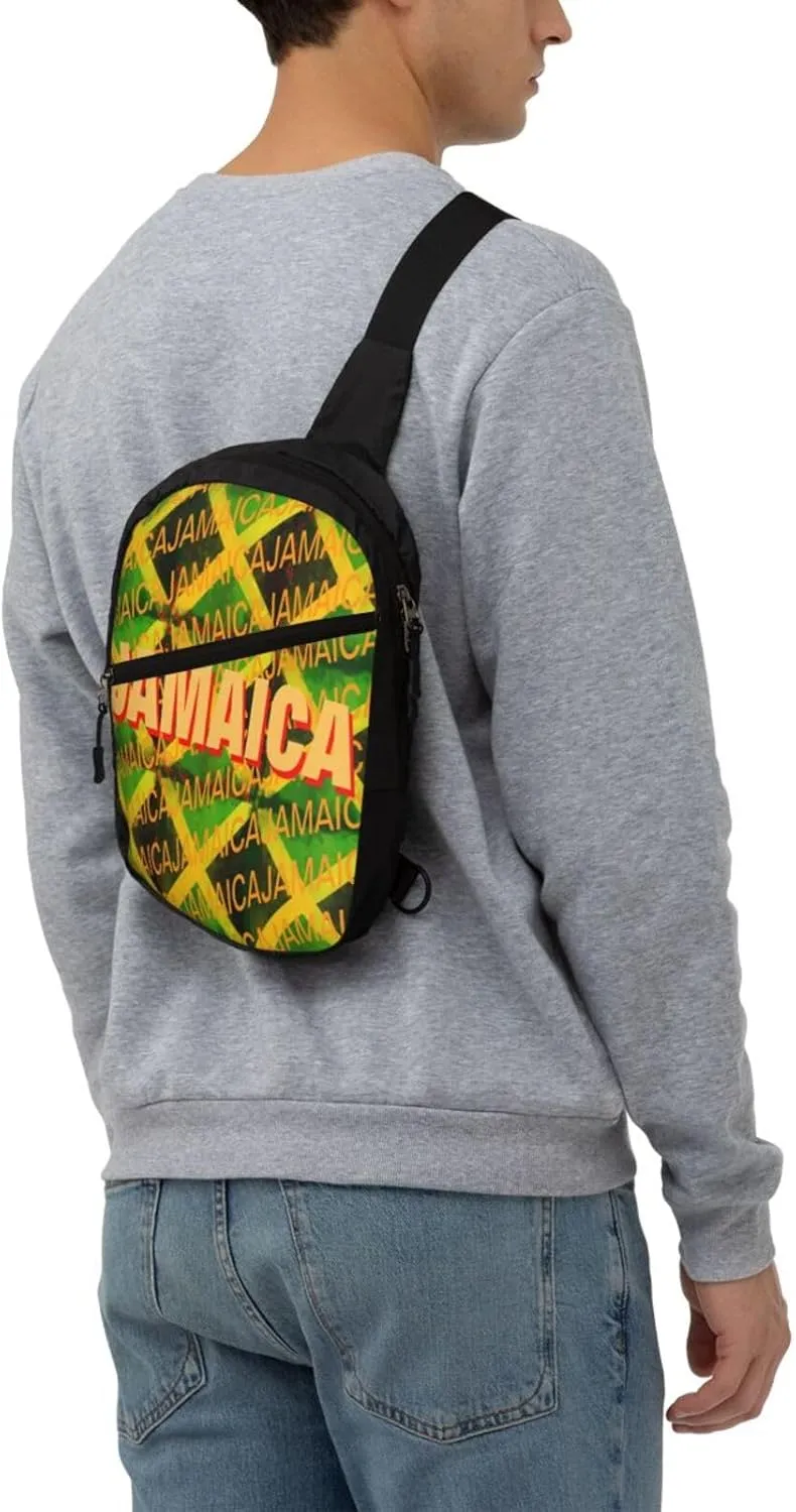 Jamaica Roots Jamaican Flag Portable Crossbody Bag Foldable Sling Bags Sports Gym Chest Daypack Reusable Shoulder Backpack Casual Diagonally Rucksack Fanny Packs