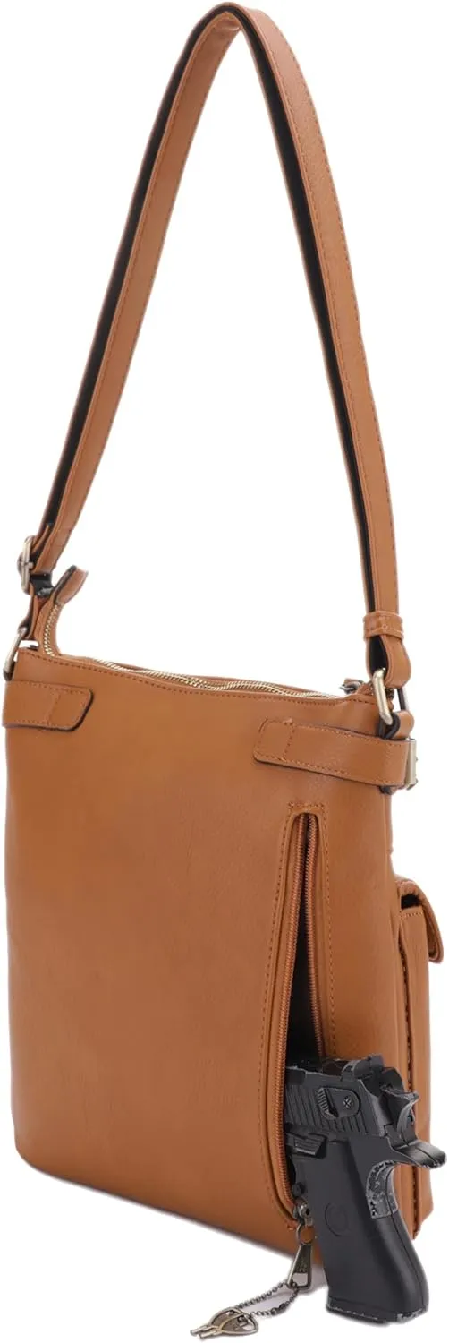 JESSIE & JAMES Robin Multipocket Concealed Carry Crossbody Bag with Lock and Key
