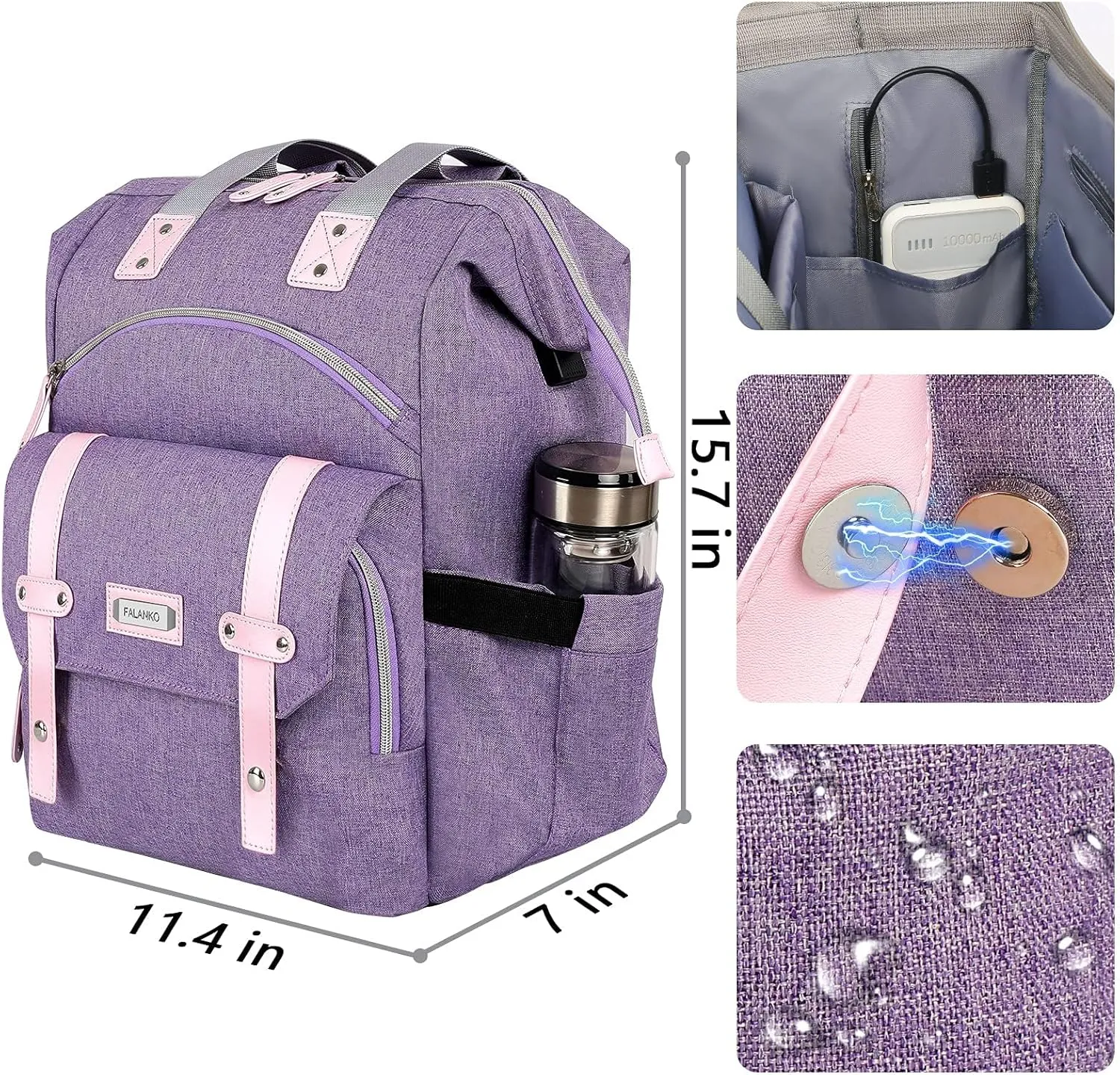 Jiefeike Laptop Backpack for Women, Womens Travel Backpack,Professional Computer Bag,Waterproof Work Business College Teacher Bookbags Carry on Backpack with USB Port Fit 15.6 Inch Laptop Bag