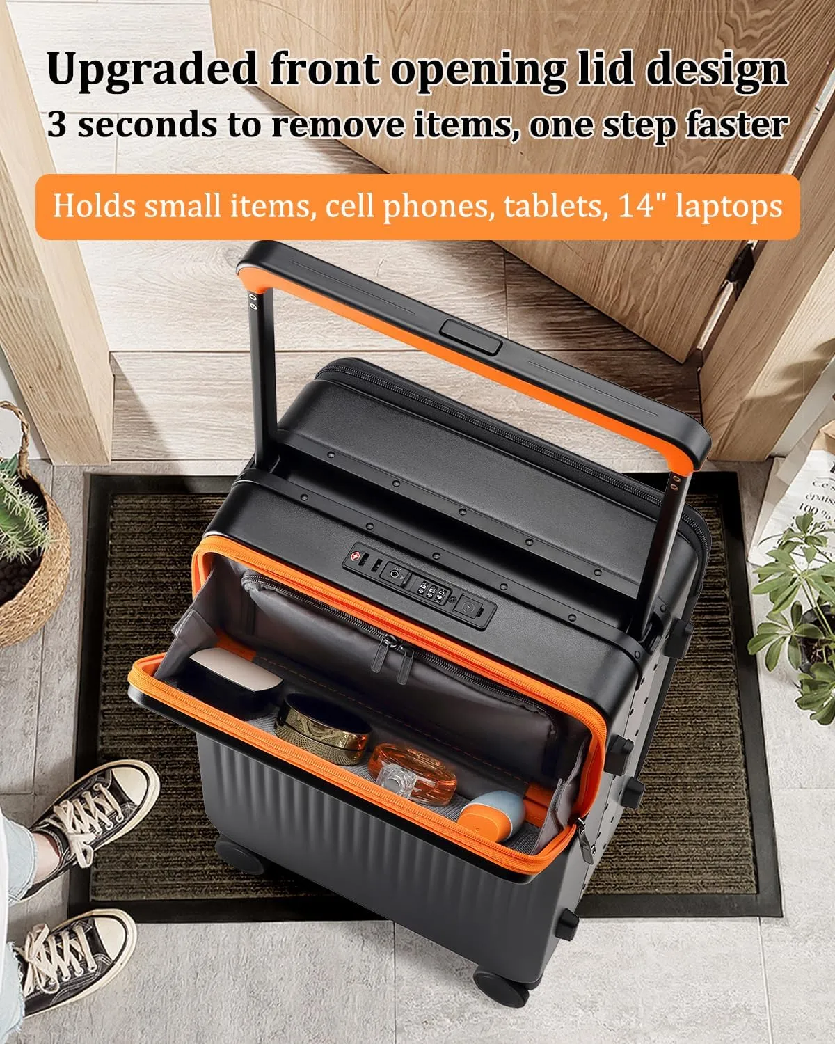 Joyway Carry on Luggage Airline Approved, Hardside Carry-on Suitcase with Charging Port and Spinner Wheels, Hardshell 20 Inch Luggage with TSA Lock, Gray
