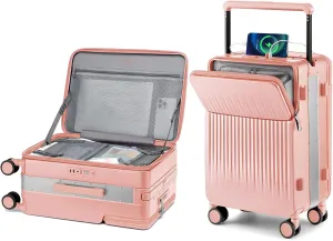 Joyway Carry on Luggage Airline Approved, Hardside Carry-on Suitcase with Charging Port and Spinner Wheels, Hardshell 20 Inch Luggage with TSA Lock, Pink
