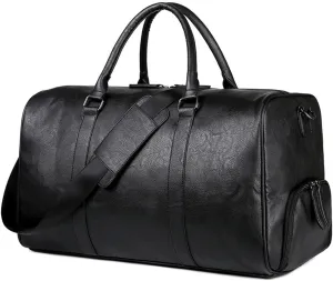 JSEIAJB Men's Leather Vintage Tote Large Capacity Single Shoulder Crossbody with Shoe Position Fitness Duffel Bag