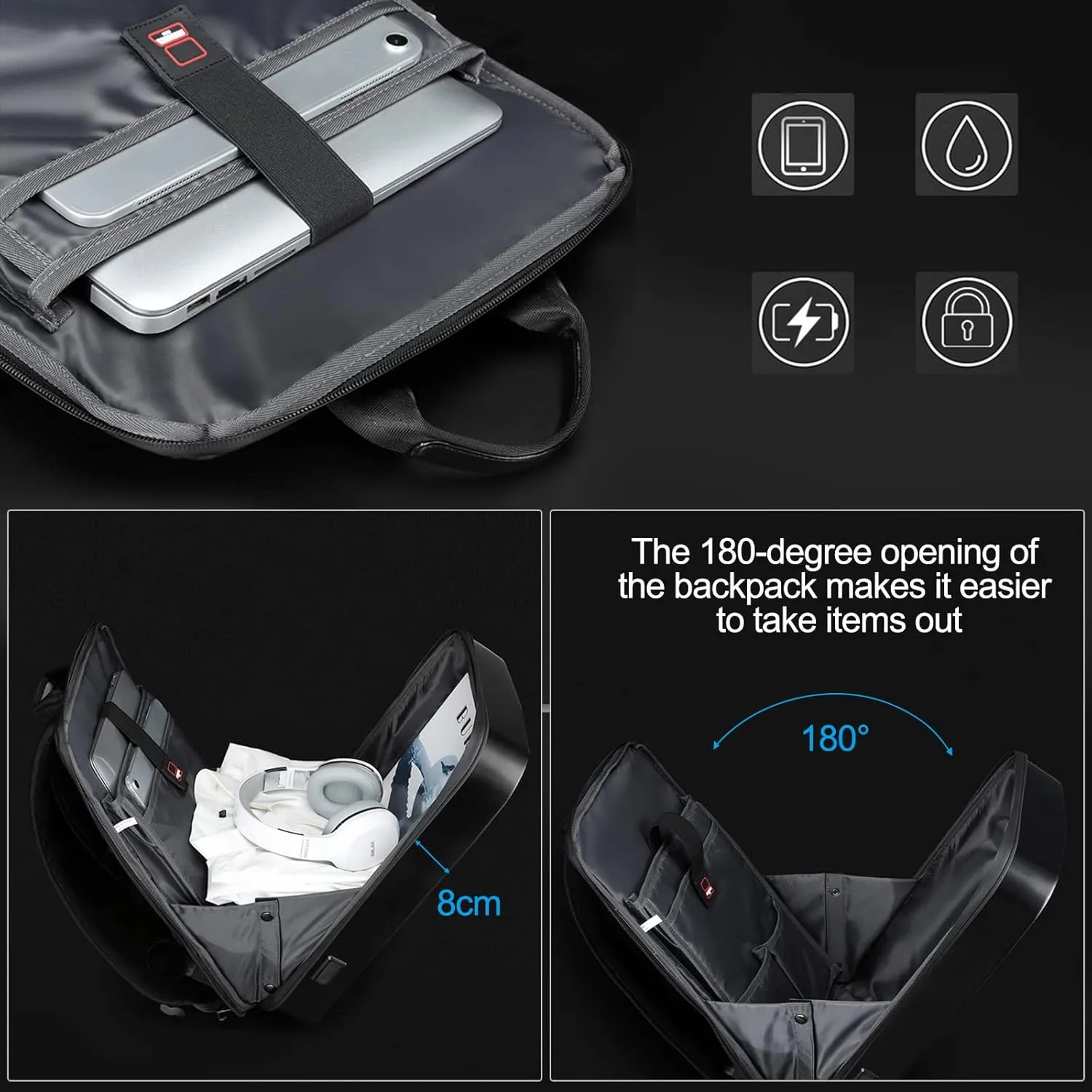JUMO CYLY Anti-Theft HardShell Laptop Backpack, Waterproof Travel Backpack Business with USB Slim Gaming Computer Bag with Lock For 17 Inch