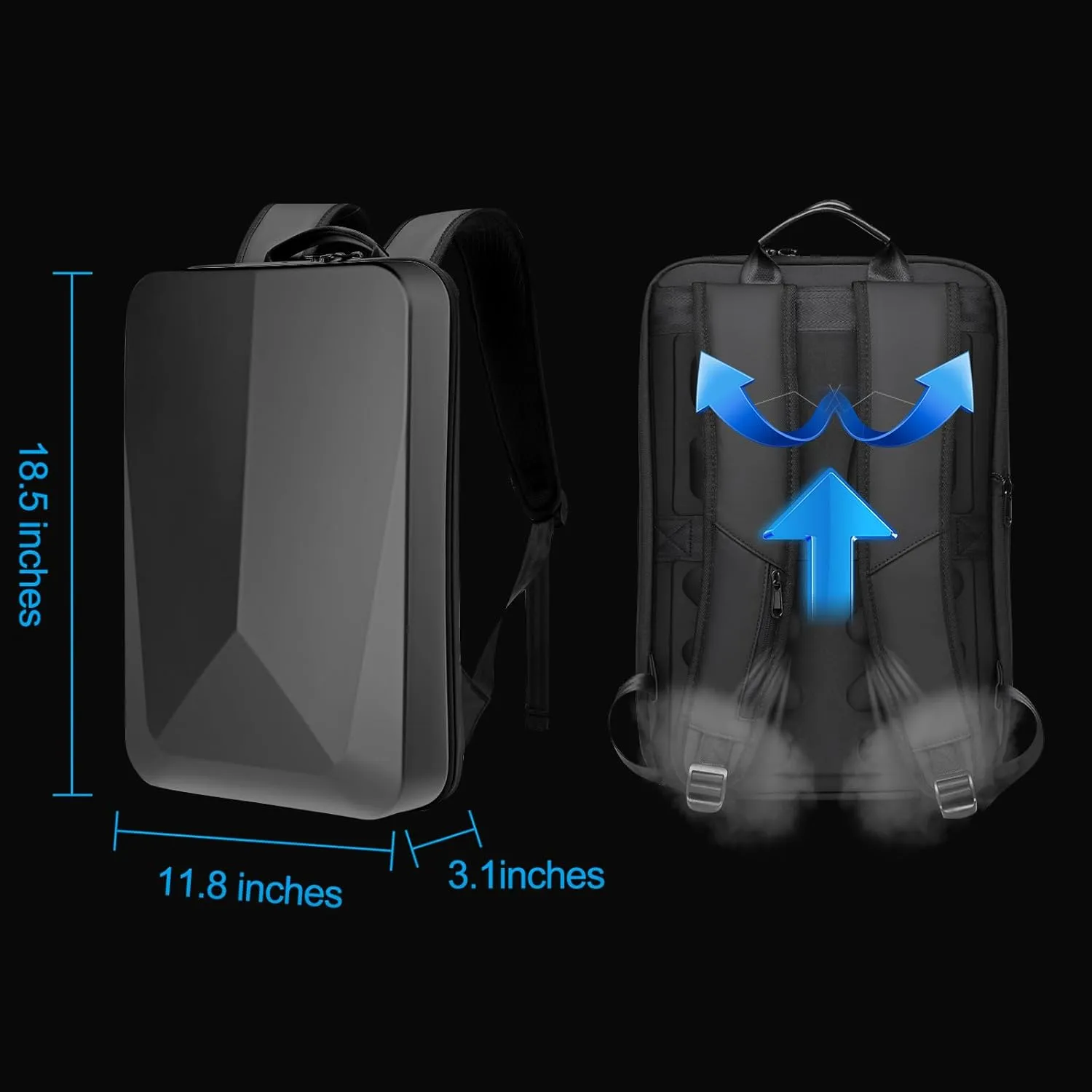 JUMO CYLY Anti-Theft HardShell Laptop Backpack, Waterproof Travel Backpack Business with USB Slim Gaming Computer Bag with Lock For 17 Inch