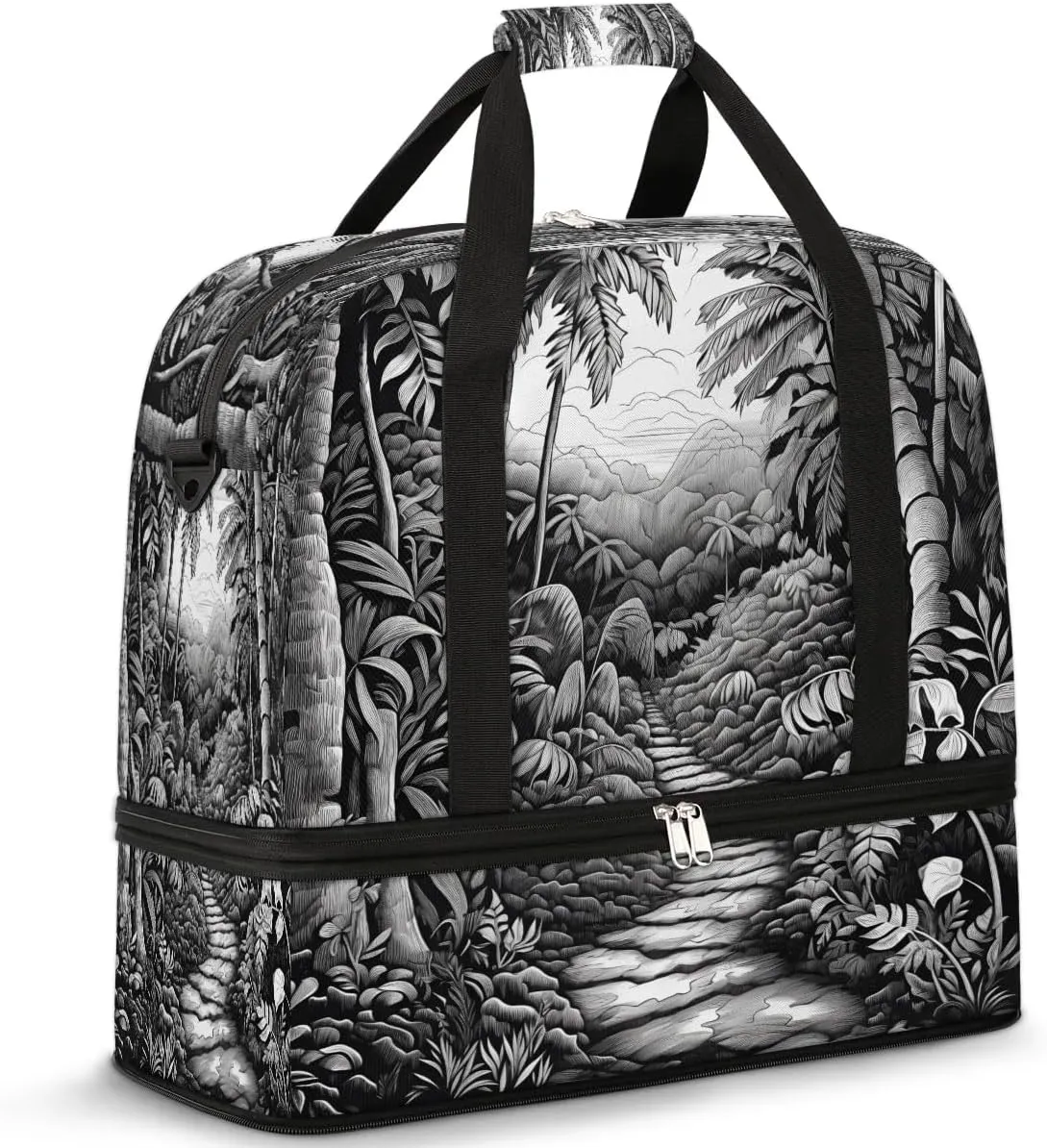 Jungle Pathway Travel Duffel Bag, Travel Essentials, Gym Bag for Women, Weekender Overnight Bag With Shoes Compartment, Carry On Bags for Airplanes