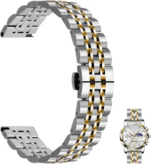 Juntan 7 Beads Quick Release Watch Band, 20mm 22mm Stainless Steel Watch Strap for Men Women, Adjustable Business Metal Watch Bracelet with Butterfly Clasp Multiple Colors