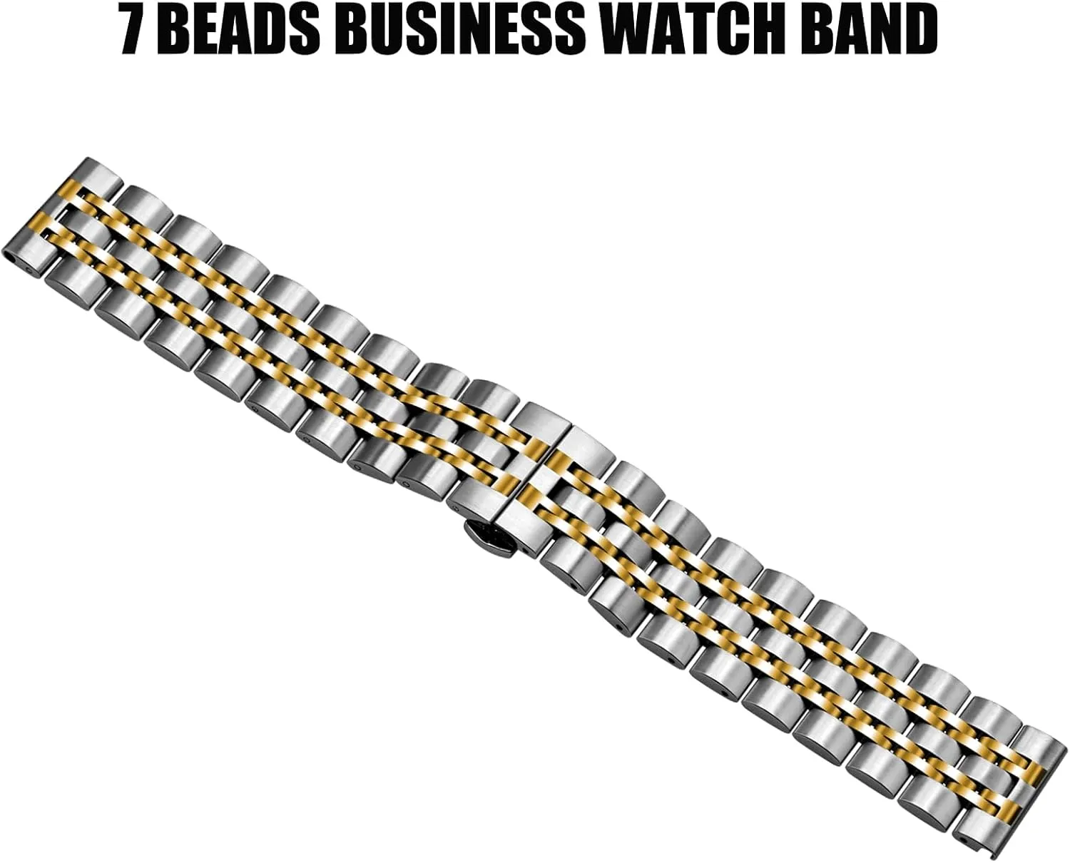 Juntan 7 Beads Quick Release Watch Band, 20mm 22mm Stainless Steel Watch Strap for Men Women, Adjustable Business Metal Watch Bracelet with Butterfly Clasp Multiple Colors