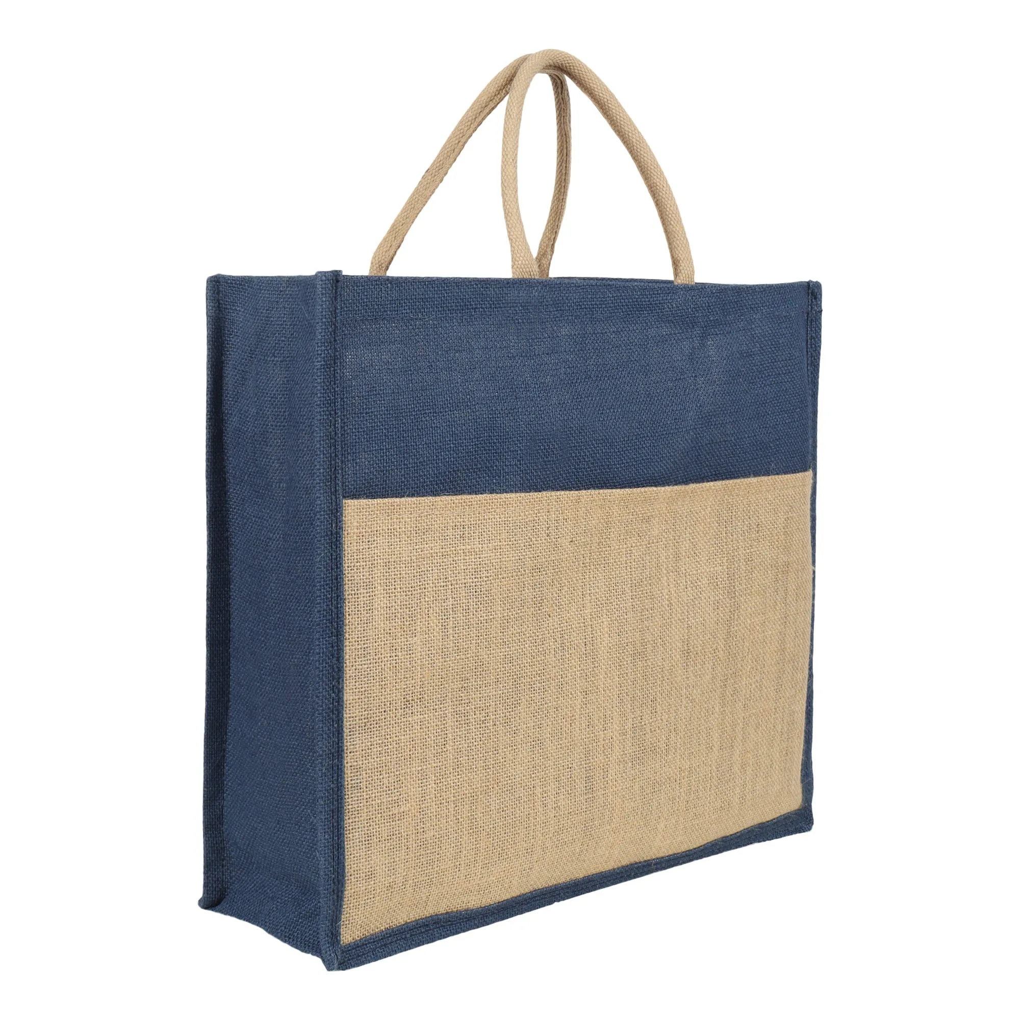 Jute Grocery Shopping Bags for Carry Milk Fruits Vegetable with Reinforced Handles (Pack of 2)