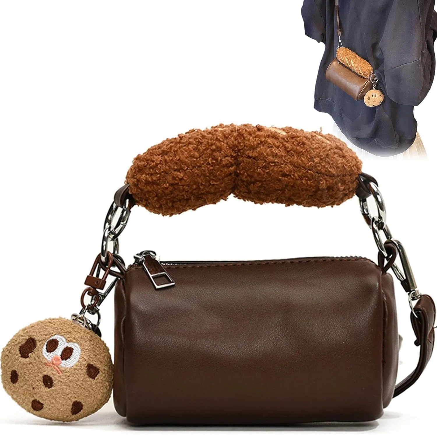 Kawaii Crossbody Bag with Cute Pendant Mini Casual Shoulder Bag with Accessories Clutch Purse Travel Daypacks