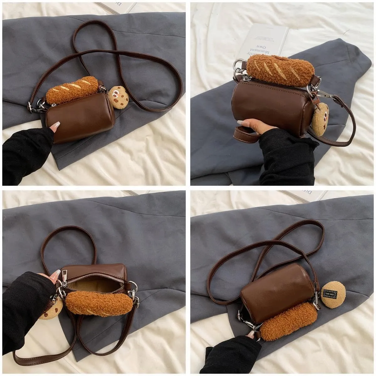 Kawaii Crossbody Bag with Cute Pendant Mini Casual Shoulder Bag with Accessories Clutch Purse Travel Daypacks