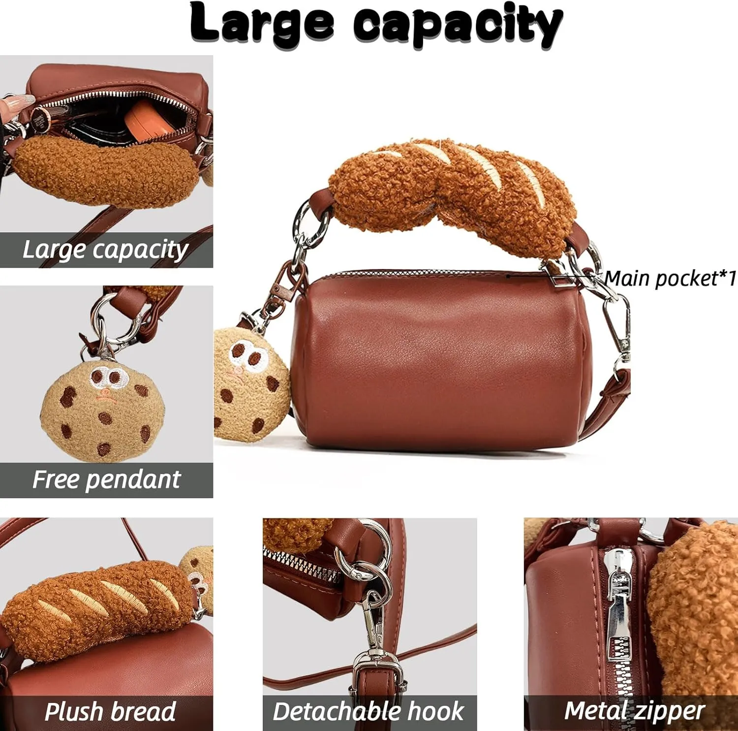 Kawaii Crossbody Bag with Cute Pendant Mini Casual Shoulder Bag with Accessories Clutch Purse Travel Daypacks