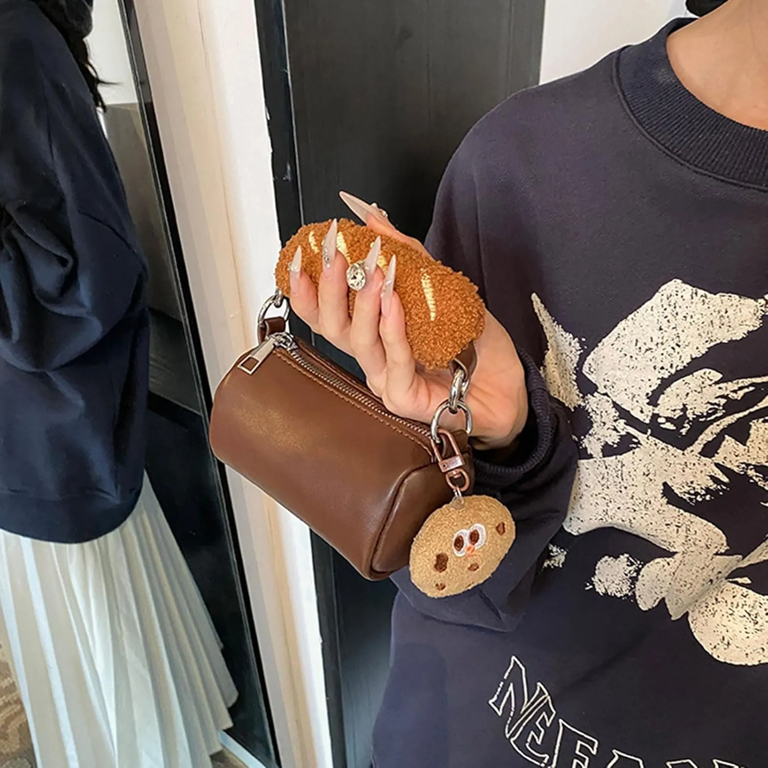 Kawaii Crossbody Bag with Cute Pendant Mini Casual Shoulder Bag with Accessories Clutch Purse Travel Daypacks