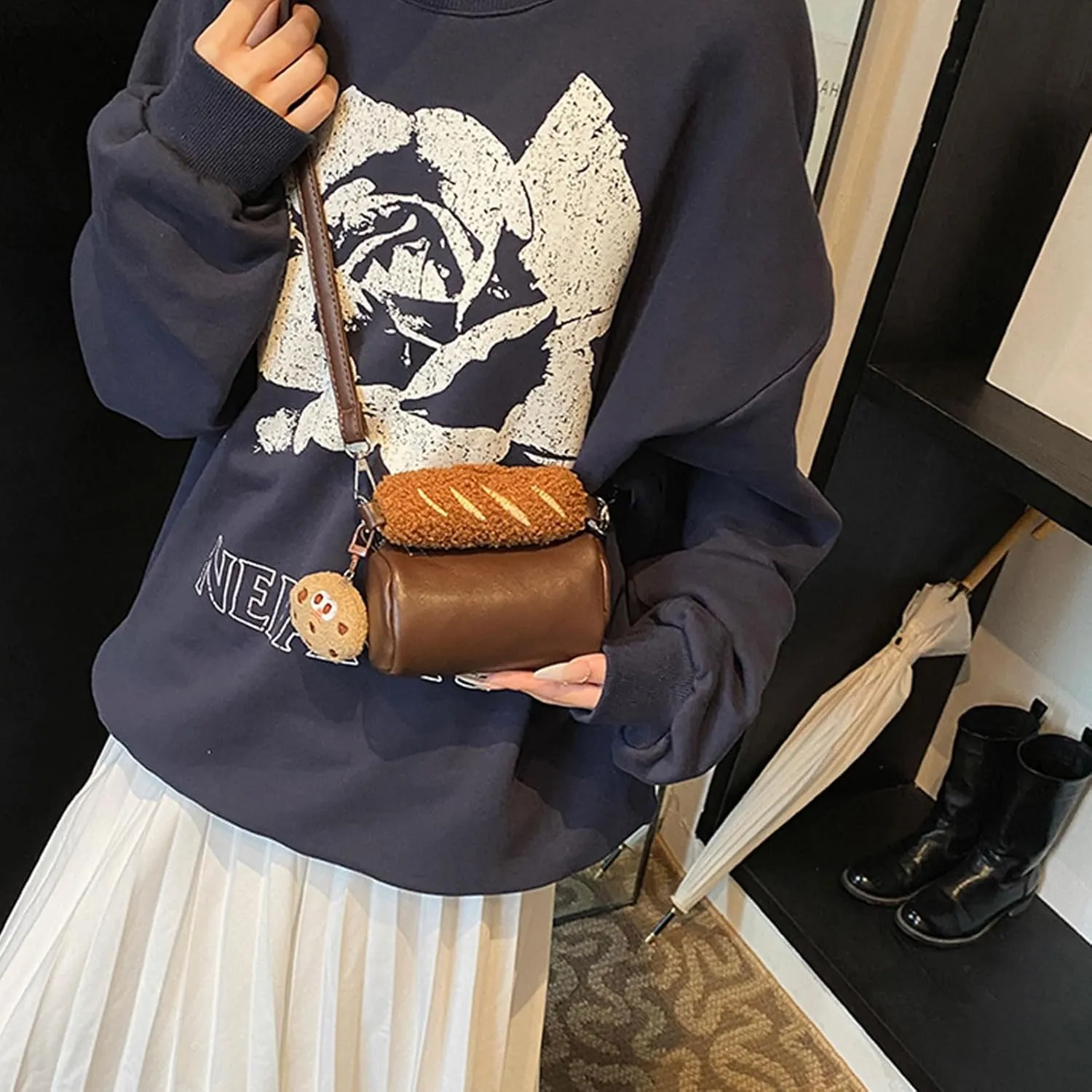Kawaii Crossbody Bag with Cute Pendant Mini Casual Shoulder Bag with Accessories Clutch Purse Travel Daypacks