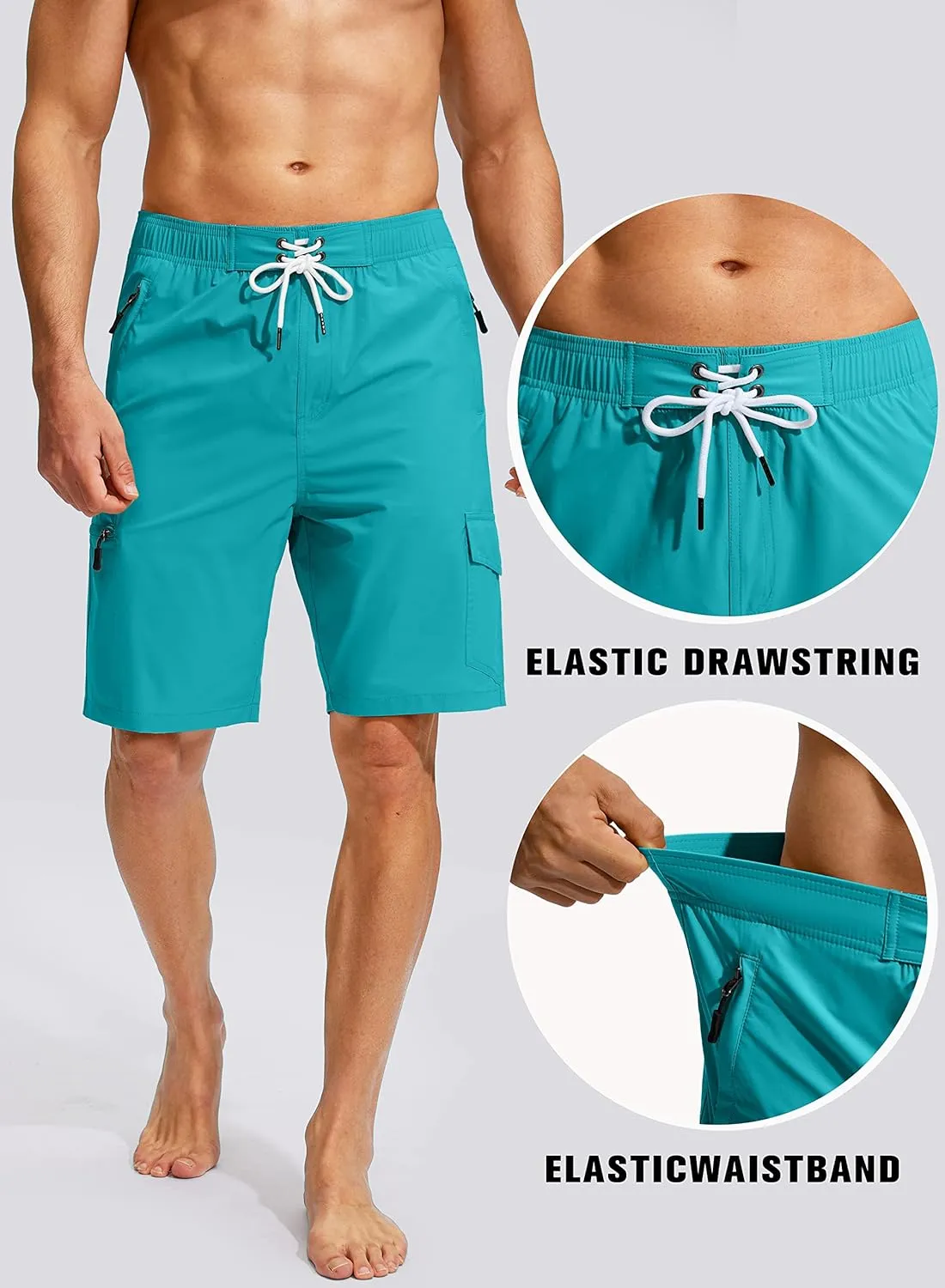 Kayrth Men's Swim Trunks Quick Dry Board Shorts with 5 Pockets Swimsuit Swimwear for Men - No Mesh Liner