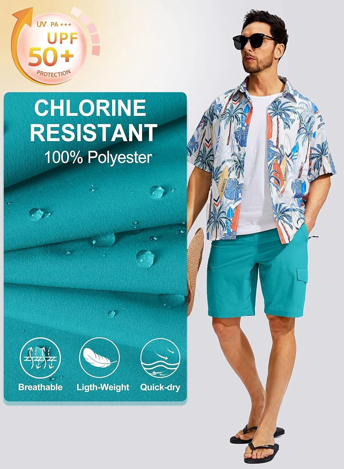 Kayrth Men's Swim Trunks Quick Dry Board Shorts with 5 Pockets Swimsuit Swimwear for Men - No Mesh Liner