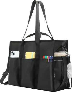 KEBEIXUAN Tote Bag for Women Work, Laptop Bag with Thick Bottom, Waterproof, 22 Pockets for Teacher, Nurse, Professionals