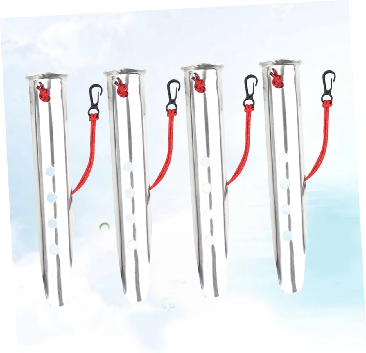 Kisangel 4pcs U-Shaped Aluminum Tent Nails for Snow Beach Heavy Duty Pegs for Camping Hiking and Outdoor Activities Silver for Loose Snow Conditions