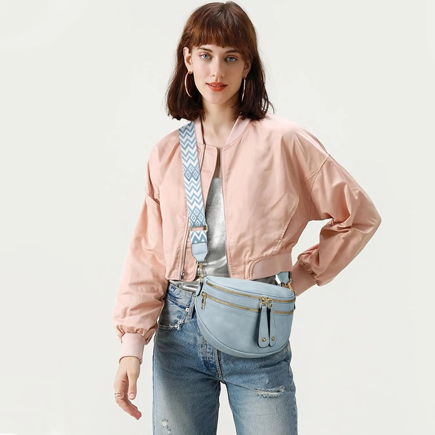 KKXIU Crossbody Sling Bag for Women Trendy Fanny Pack Vegan Leather Chest Bag