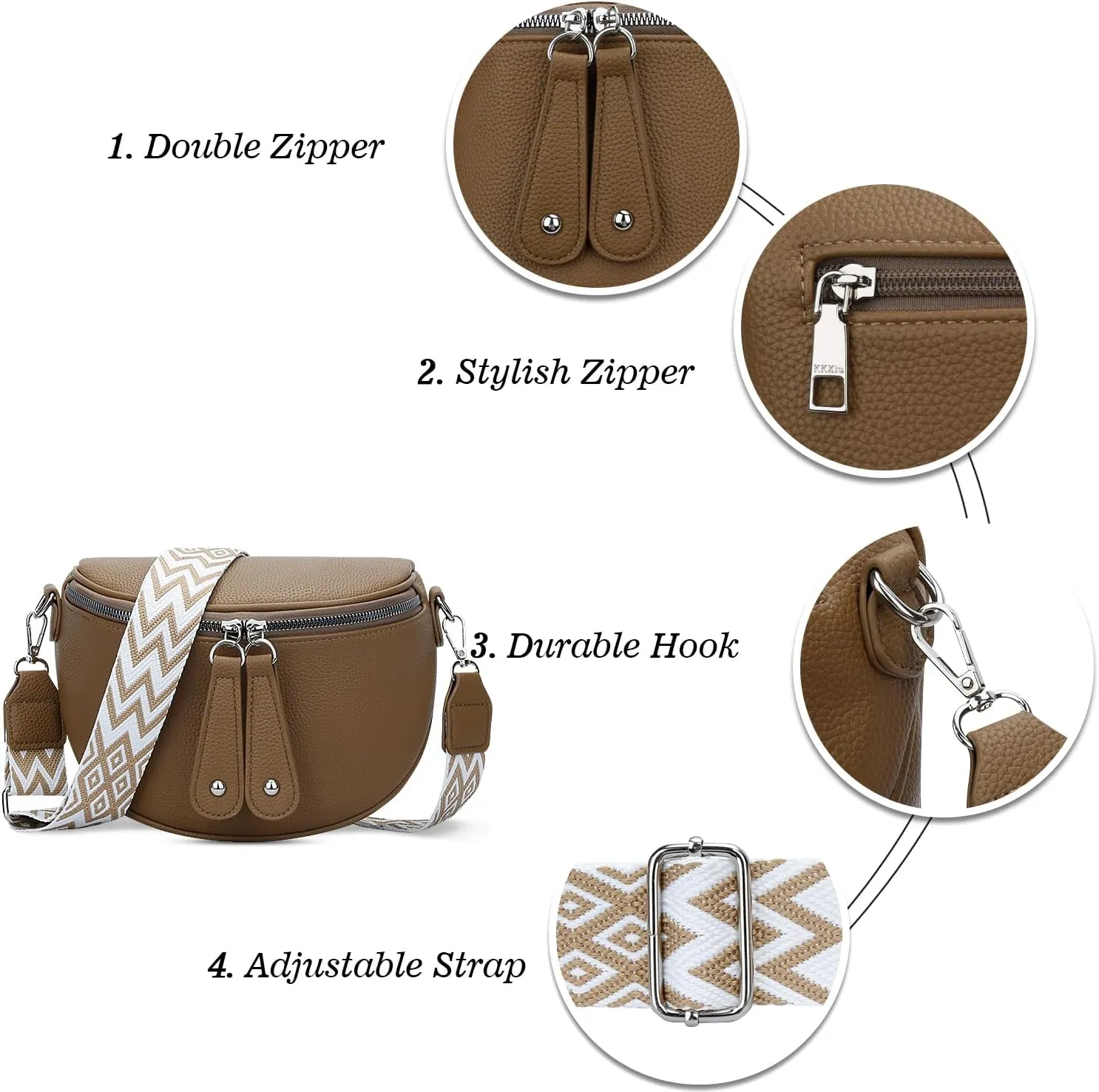 KKXIU Crossbody Sling Bag for Women Trendy Fanny Pack Vegan Leather Chest Bag