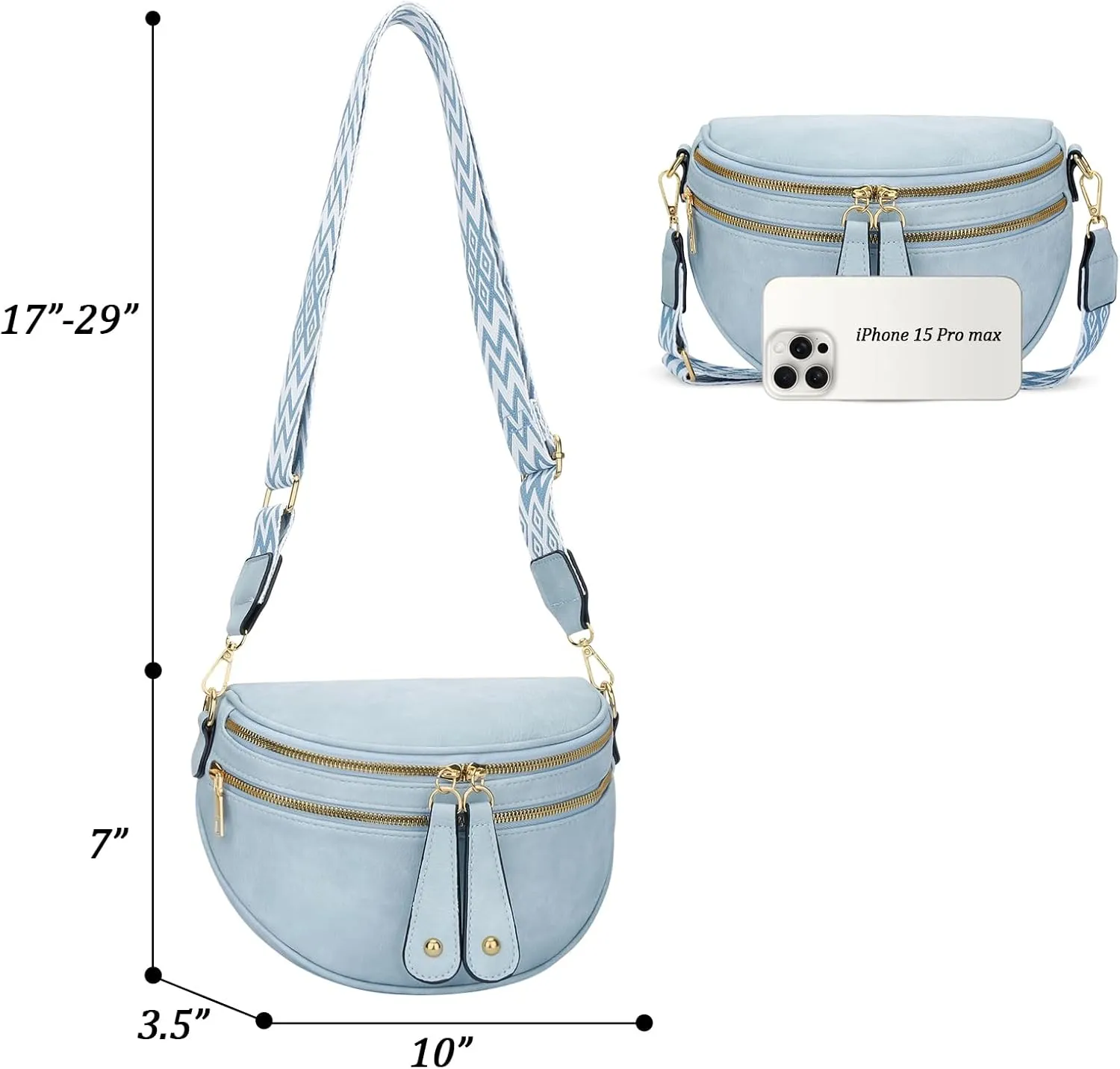 KKXIU Crossbody Sling Bag for Women Trendy Fanny Pack Vegan Leather Chest Bag