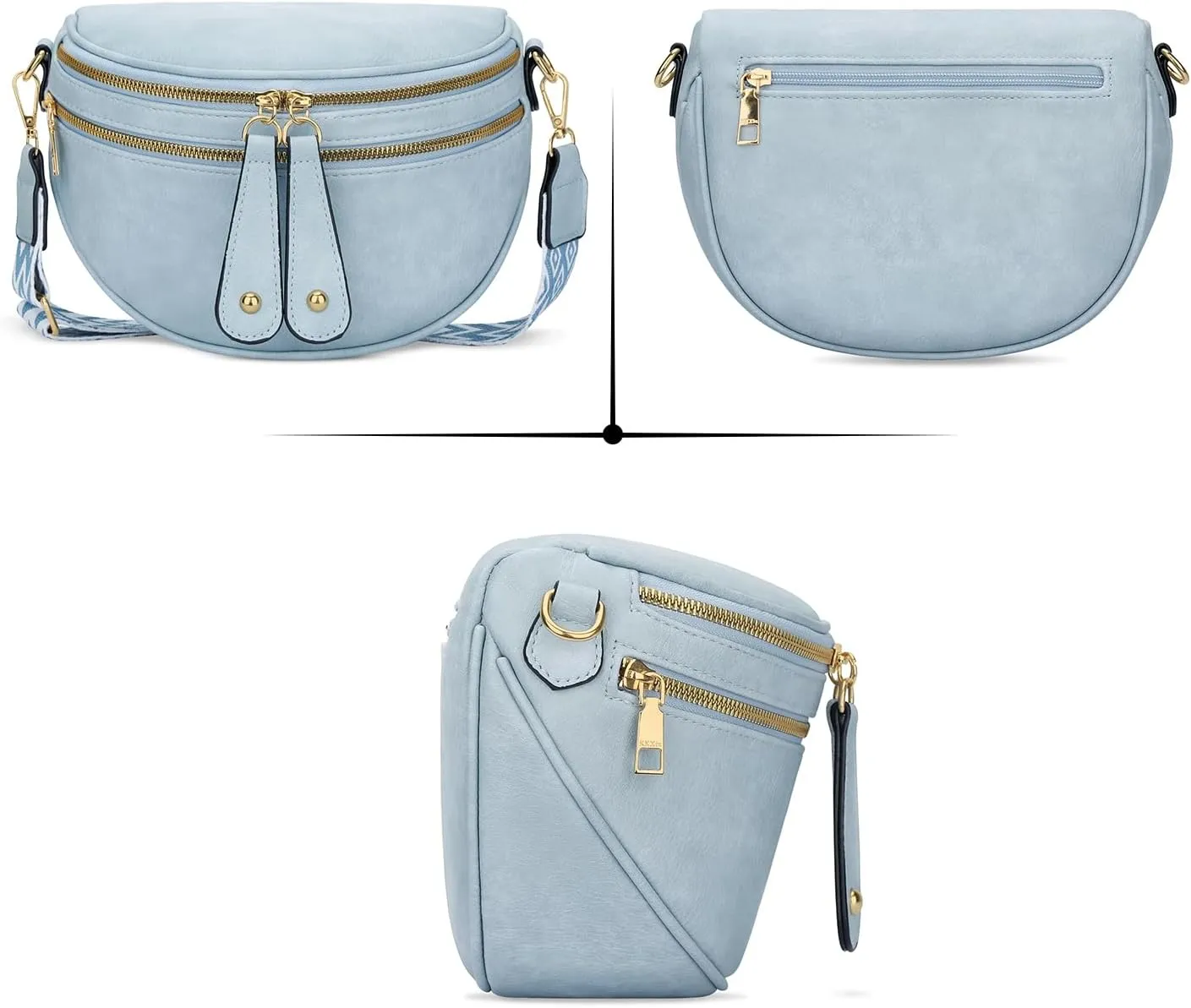 KKXIU Crossbody Sling Bag for Women Trendy Fanny Pack Vegan Leather Chest Bag