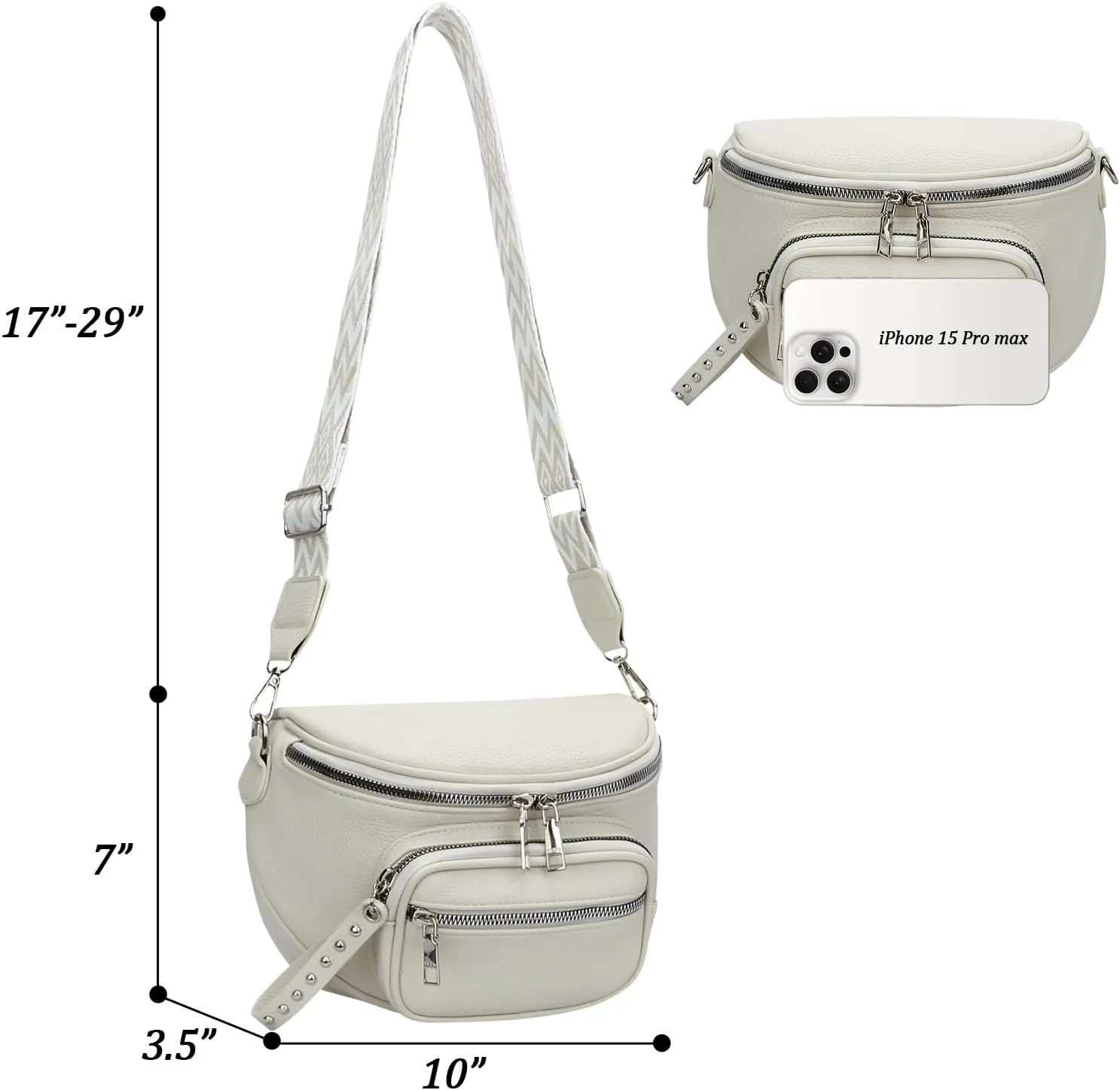 KKXIU Crossbody Sling Bag for Women Trendy Fanny Pack Vegan Leather Chest Bag