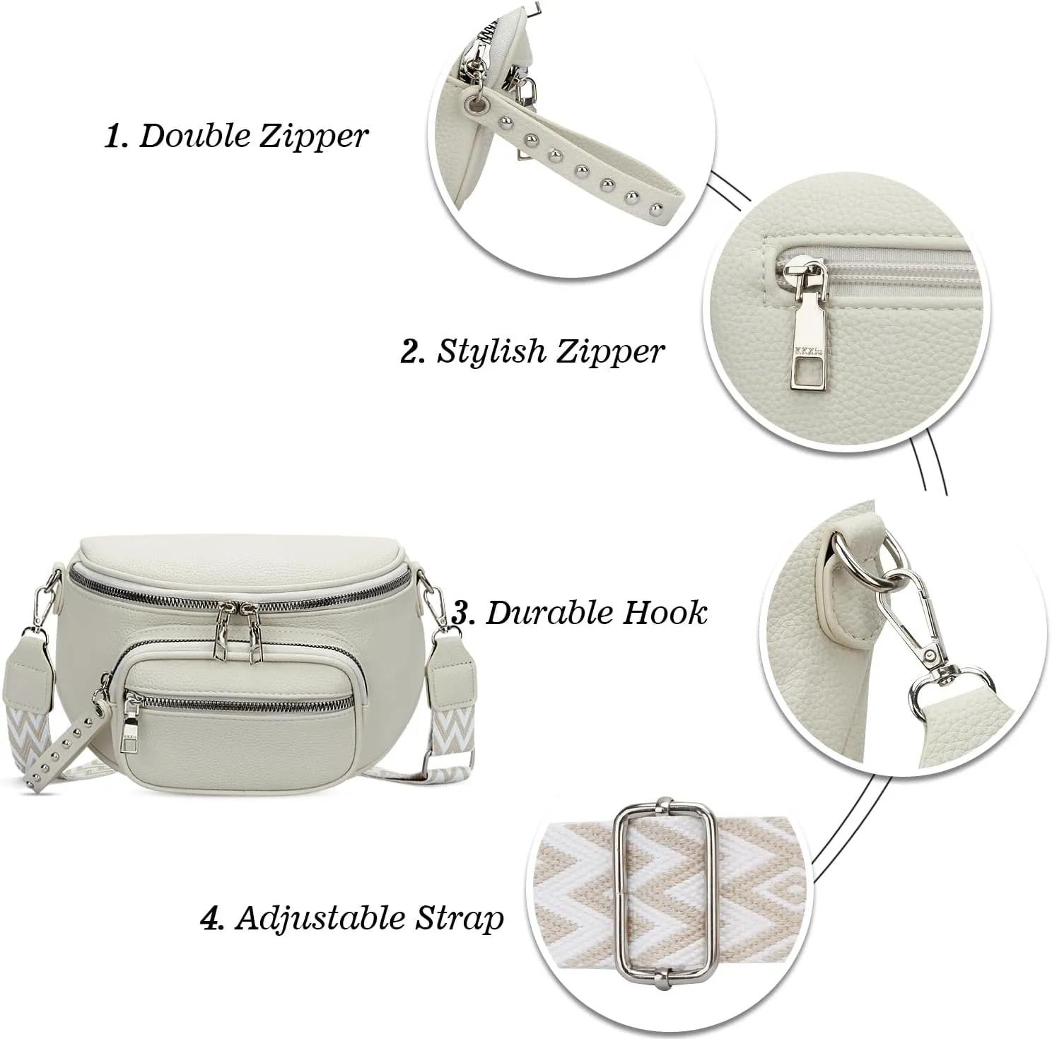 KKXIU Crossbody Sling Bag for Women Trendy Fanny Pack Vegan Leather Chest Bag