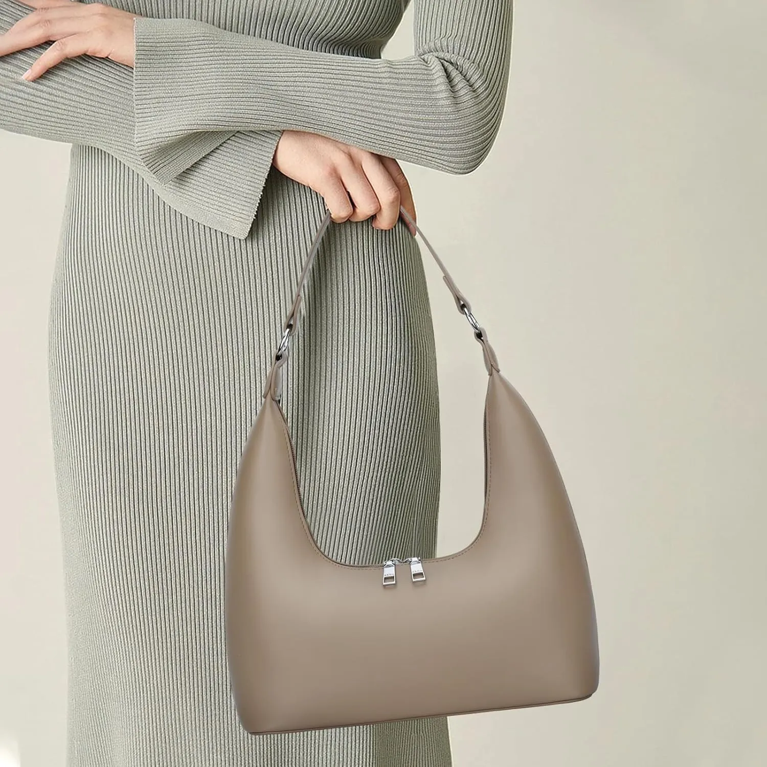 KKXIU Shoulder Bags for Women, Underarm Hobo Handbag Clutch Crossbody Purse with Removable Strap and Zipper Closure
