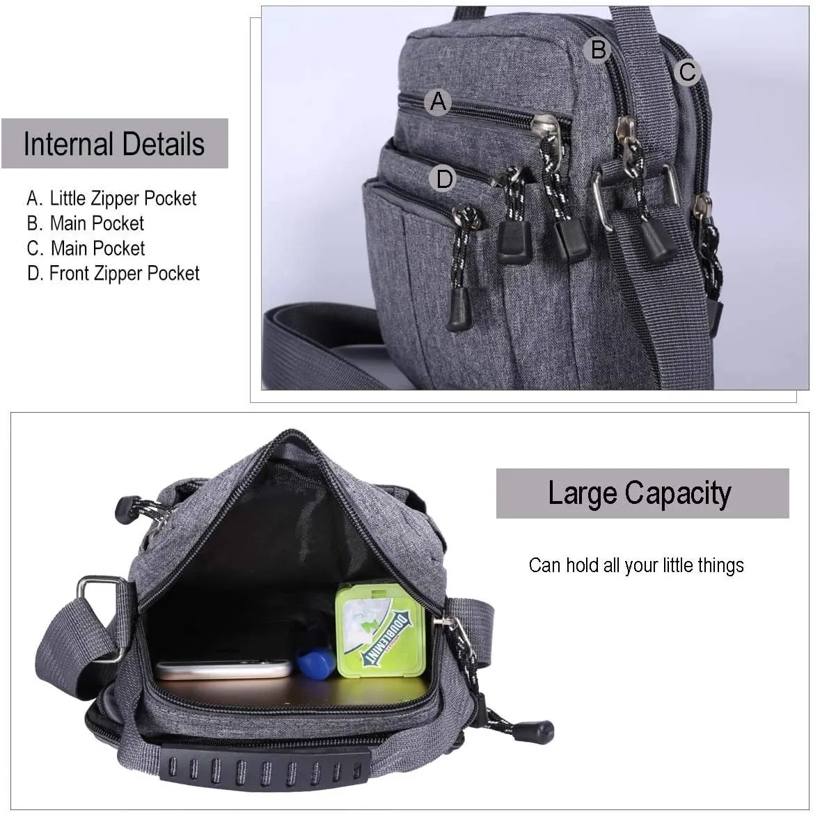 KL928 Men's Messenger Bag - Crossbody Shoulder Bags Travel Bag Man Purse Casual Sling Pack for Work Business