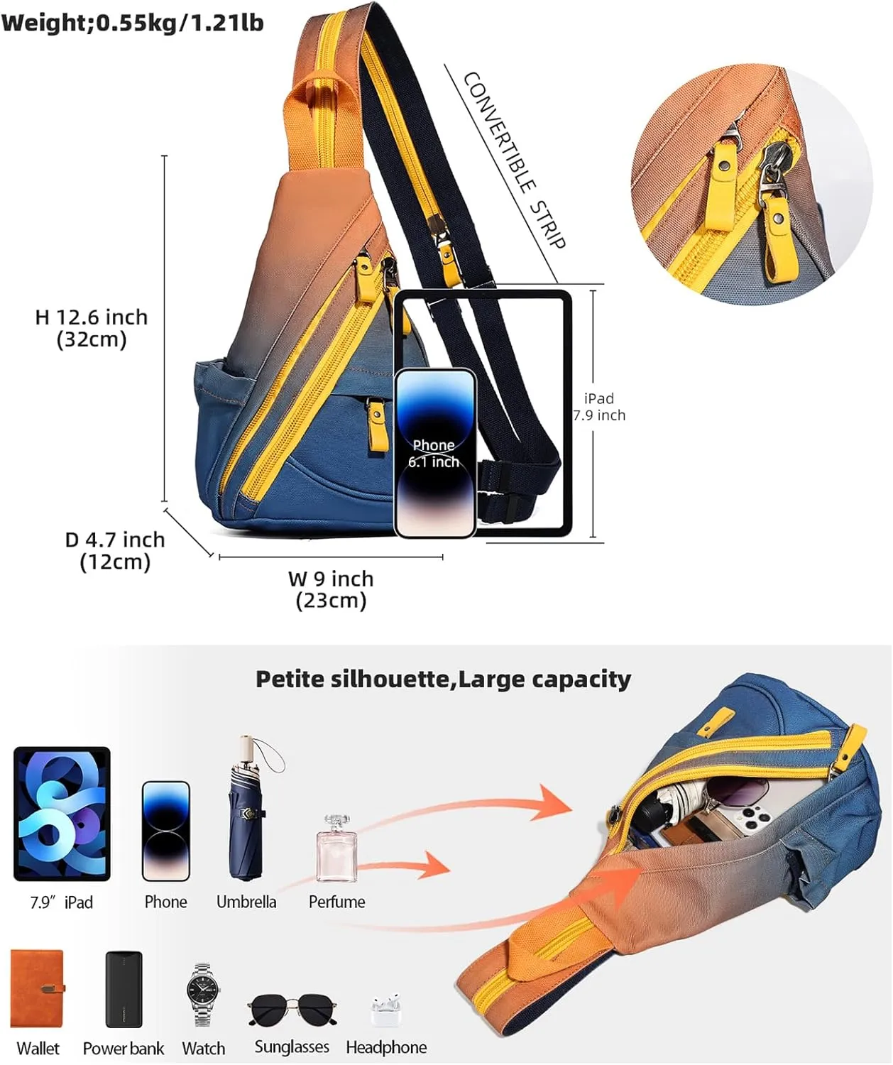 KL928 Sling Bag - Small Crossbody Backpack Shoulder Casual Daypack Rucksack for Men Women