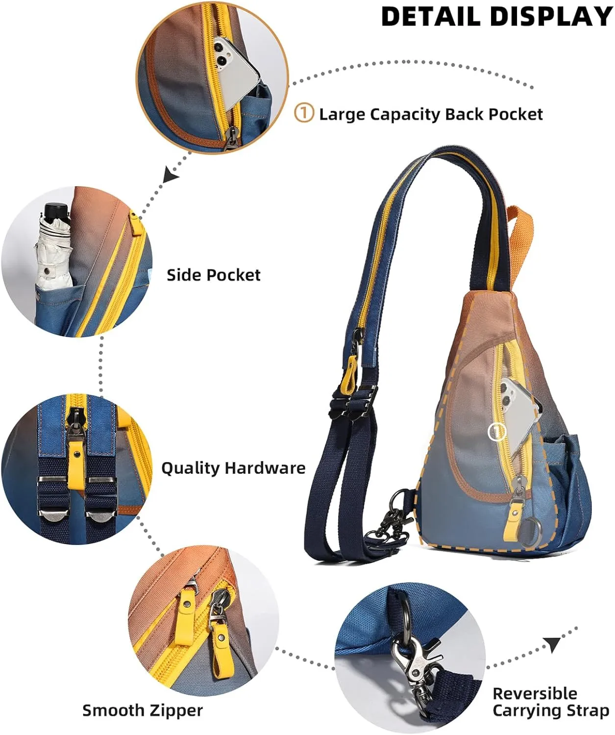 KL928 Sling Bag - Small Crossbody Backpack Shoulder Casual Daypack Rucksack for Men Women