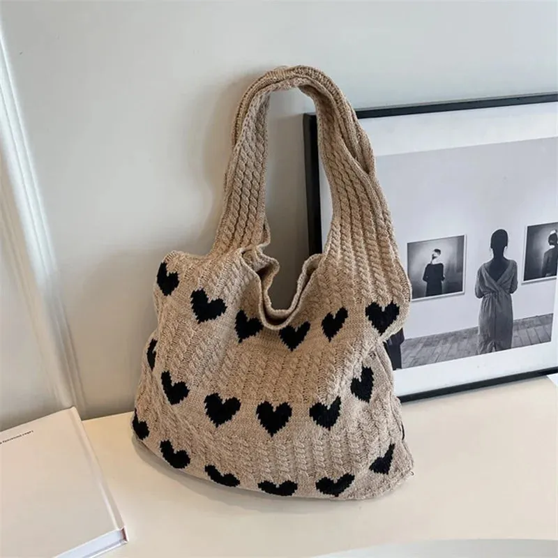 Knitted Handbags Female Large Capacity Totes Women's Shoulder Bag Summer Beach Bag Purses Casual Hollow Woven Shopping